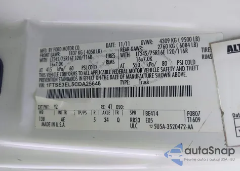 2012 Ford E-350 Super Duty Commercial из США, поврежденный, VIN 1FTSE3EL5CDA25648